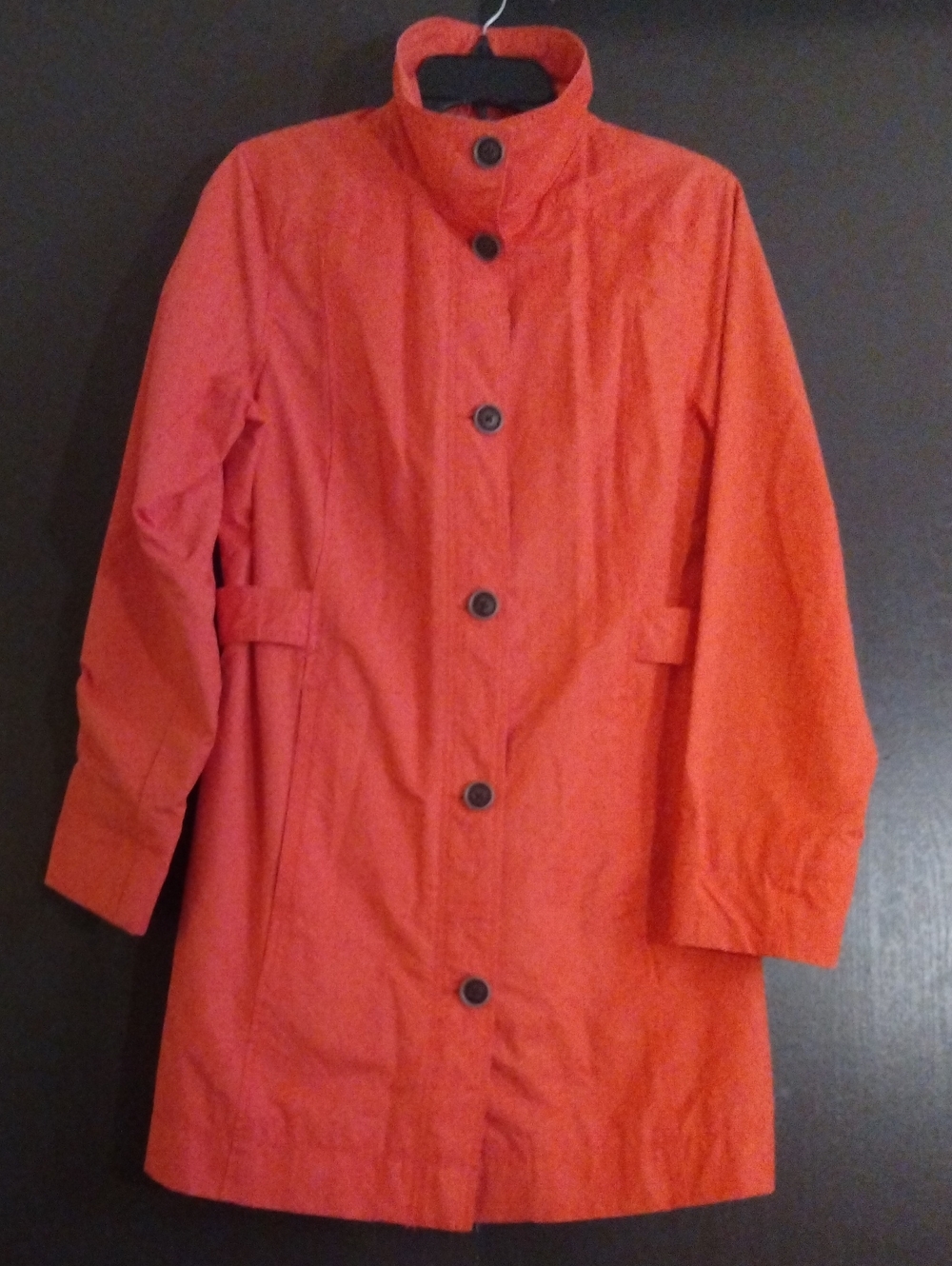 Eddie Bauer Salmon Orange Single-Breasted Trench Coat